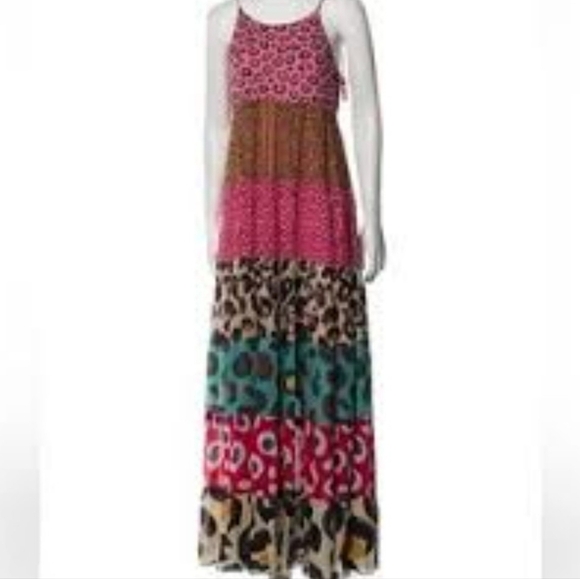 FARM Rio Boho Multicolor Tiered Beaded Shoulder Strap Maxi Dress Size S - Picture 3 of 11